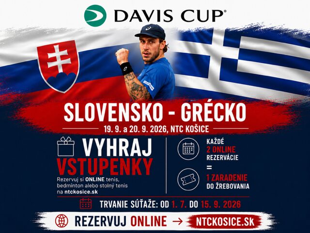 Zahraj si v NTC Košice a vyhraj vstupenky na  Davis Cup Slovensko – Grécko